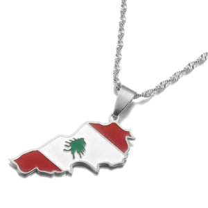 Lebanon Flag Map Necklace