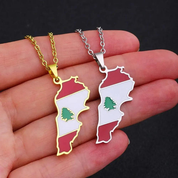 Lebanon Flag Map Necklace