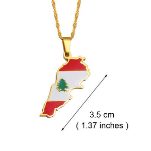 Lebanon Flag Map Necklace
