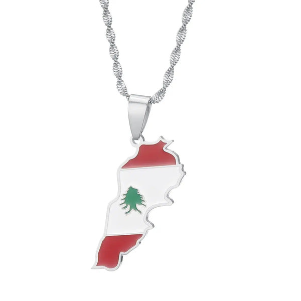 Lebanon Flag Map Necklace