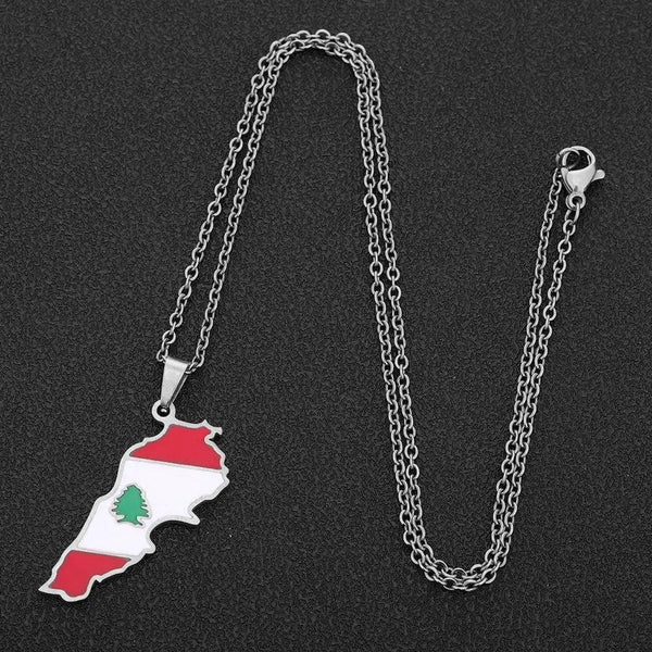 Lebanon Flag Map Necklace
