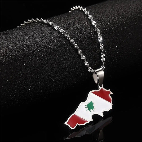 Lebanon Flag Map Necklace