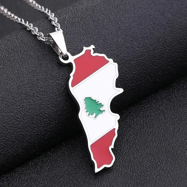 Lebanon Flag Map Necklace