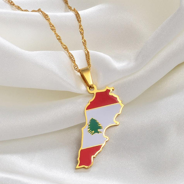 Lebanon Flag Map Necklace