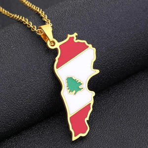 Lebanon Flag Map Necklace