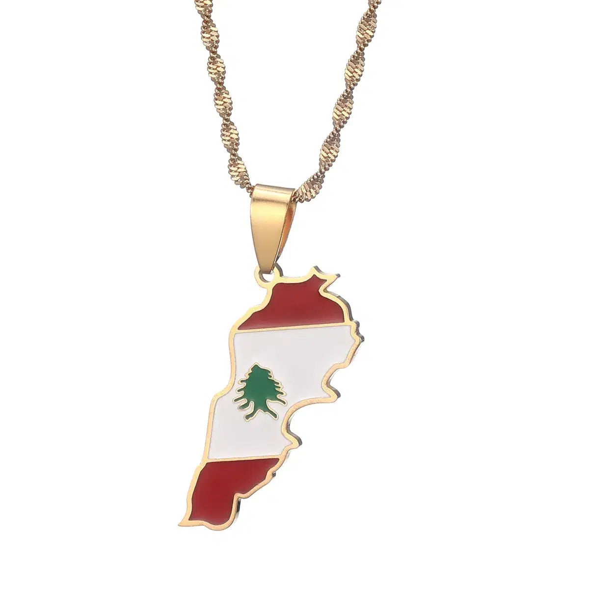 Lebanon Flag Map Necklace