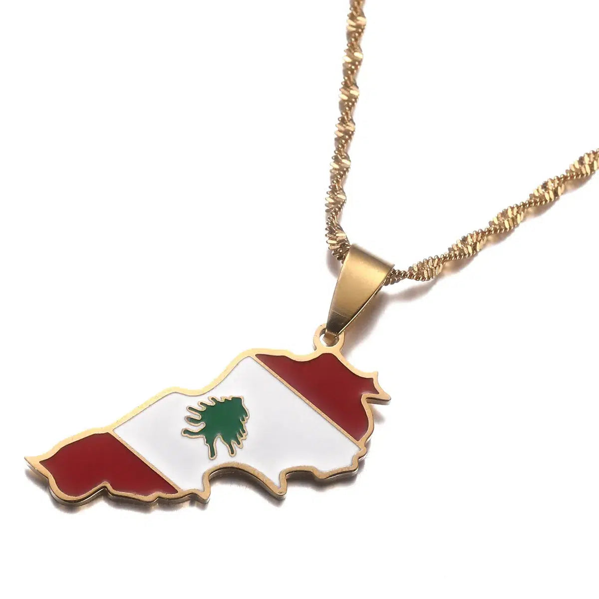 Lebanon Flag Map Necklace