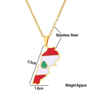 Lebanon Flag Map Necklace