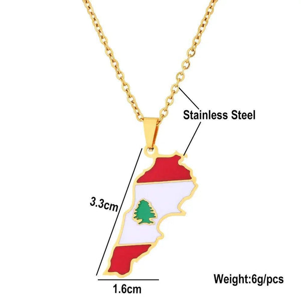 Lebanon Flag Map Necklace
