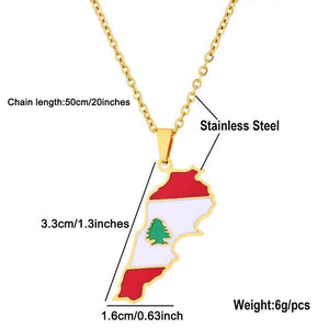 Lebanon Flag Map Necklace