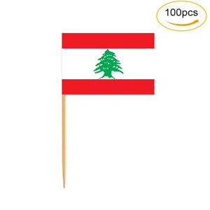 Lebanon Flag Toothpicks - Cupcake Toppers (100Pcs)