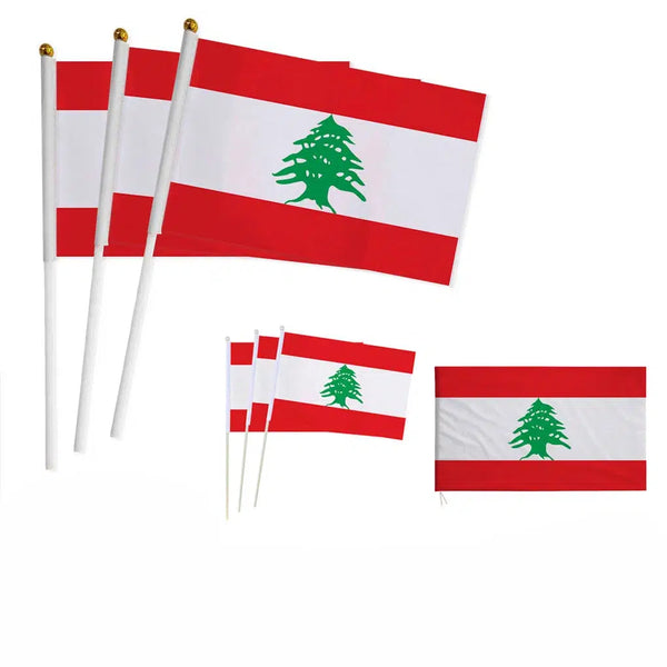 Lebanon Flag on Stick - Small Handheld Flag (50/100Pcs)