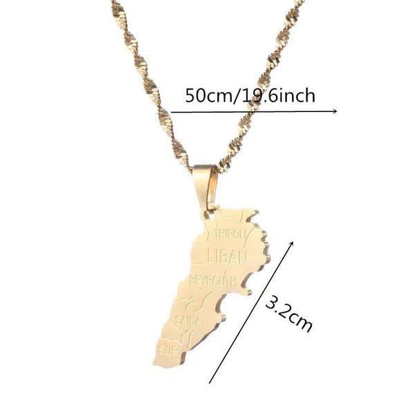 Lebanon Map Necklace