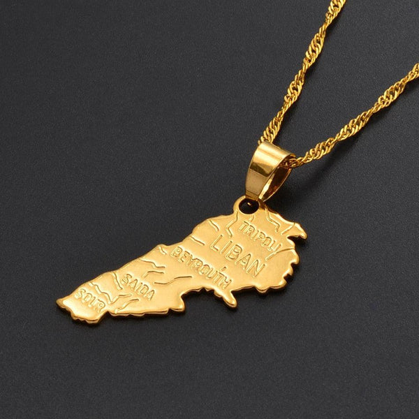 Lebanon Map Necklace