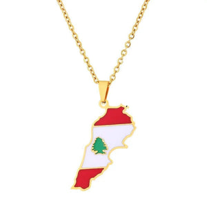 Lebanon Flag Map Necklace