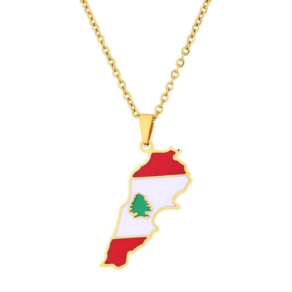 Lebanon Flag Map Necklace