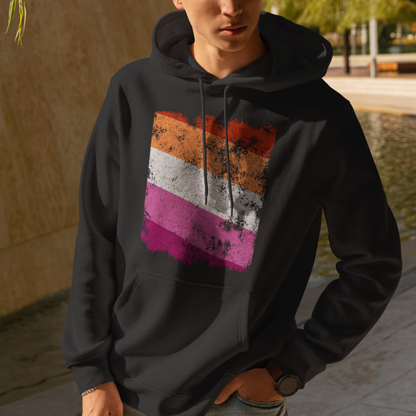 Lesbian Flag - Distressed LGBT+ Hoodie