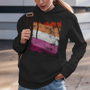 Lesbian Flag - Distressed LGBT+ Hoodie