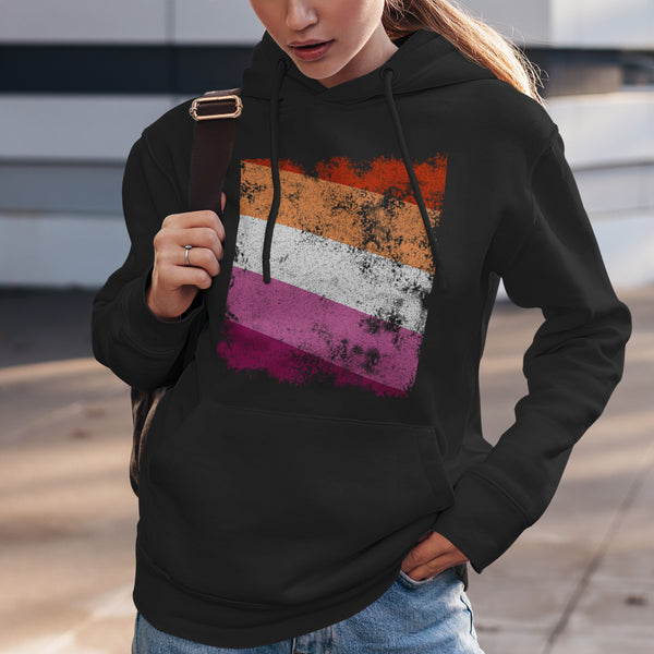 Lesbian Flag - Distressed LGBT+ Hoodie
