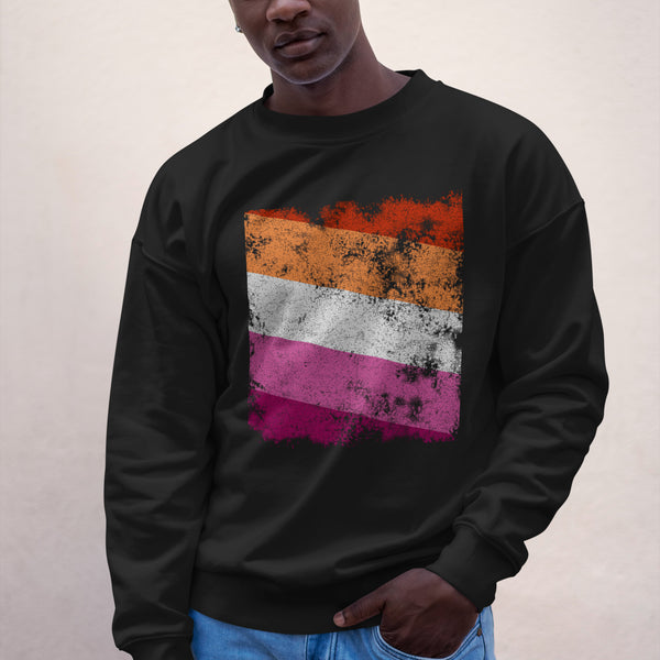 Lesbian Flag - Distressed LGBT+ Sweatshirt