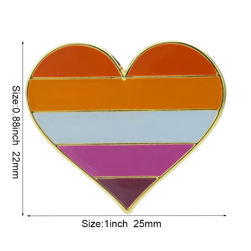 Lesbian Pride Flag Lapel Pins - LGBTQIA2S+ Enamel Pin Flag