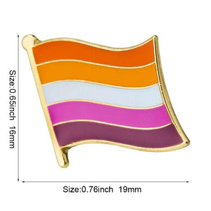 Lesbian Pride Flag Lapel Pins - LGBTQIA2S+ Enamel Pin Flag