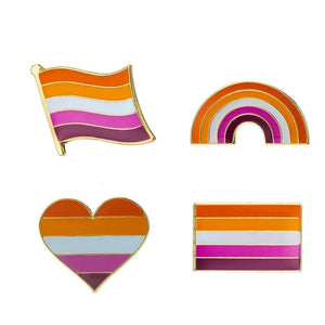 Lesbian Pride Flag Lapel Pins - LGBTQIA2S+ Enamel Pin Flag