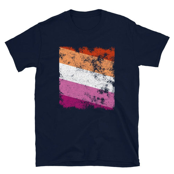Lesbian Flag - Distressed LGBT+ T-Shirt