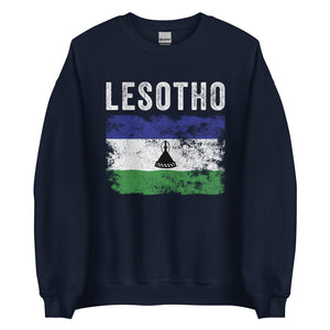 Lesotho Flag Distressed - Basotho Flag Sweatshirt