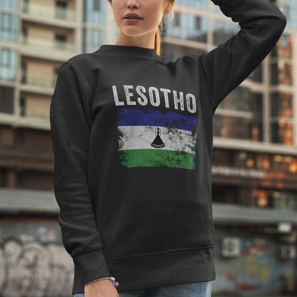 Lesotho Flag Distressed - Basotho Flag Sweatshirt