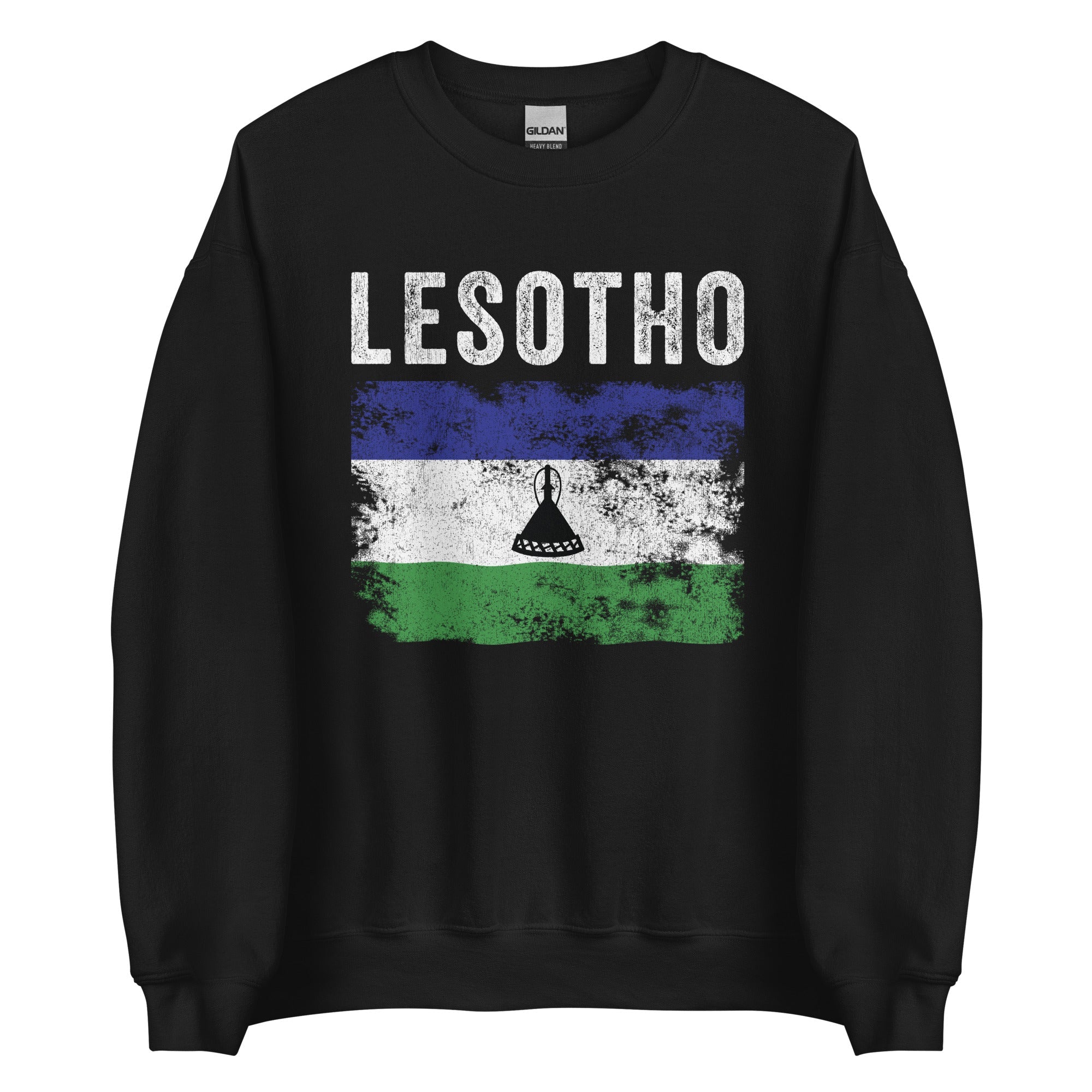 Lesotho Flag Distressed - Basotho Flag Sweatshirt