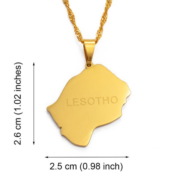 Lesotho Map Necklace