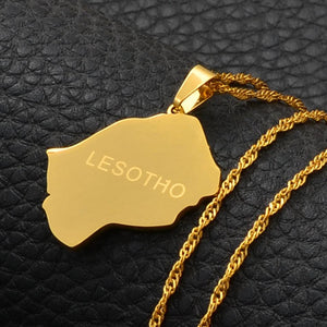 Lesotho Map Necklace