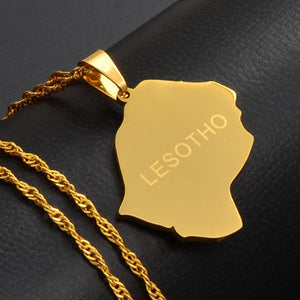 Lesotho Map Necklace