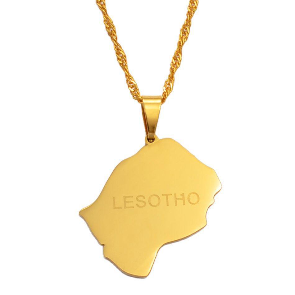 Lesotho Map Necklace