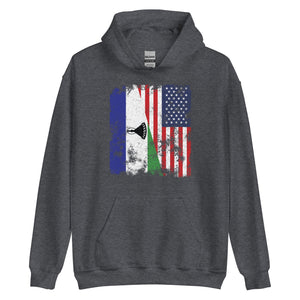 Lesotho USA Flag - Half American Hoodie