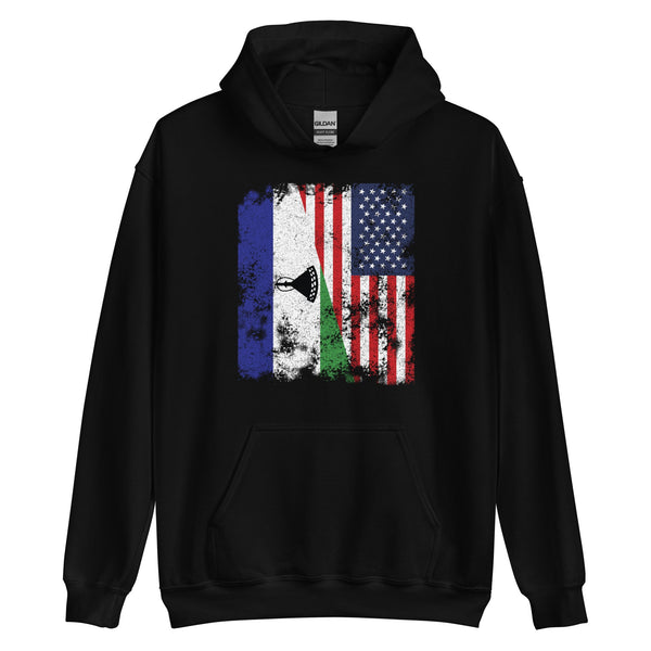 Lesotho USA Flag - Half American Hoodie