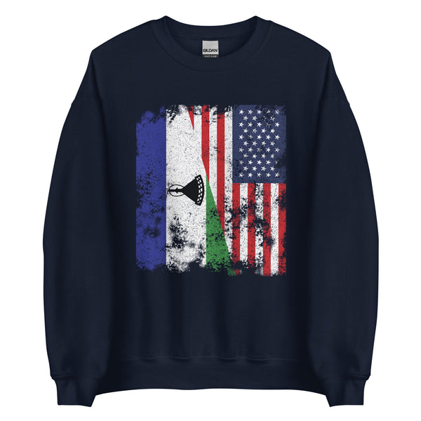 Lesotho USA Flag - Half American Sweatshirt