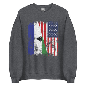 Lesotho USA Flag - Half American Sweatshirt