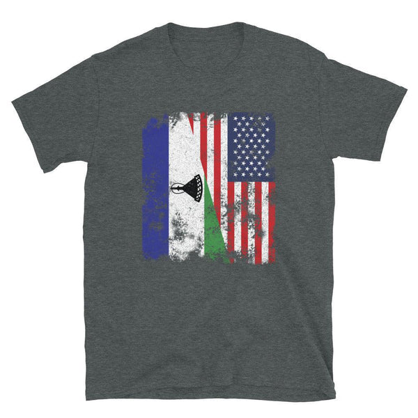 Lesotho USA Flag - Half American T-Shirt