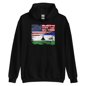 Lesotho USA Flag Hoodie