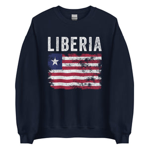 Liberia Flag Distressed - Liberian Flag Sweatshirt