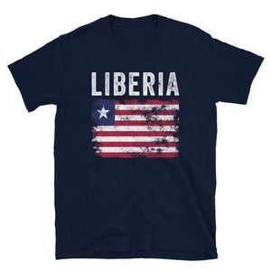 Liberia Flag Distressed - Liberian Flag T-Shirt