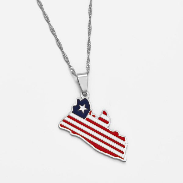 Liberia Flag Map Necklace