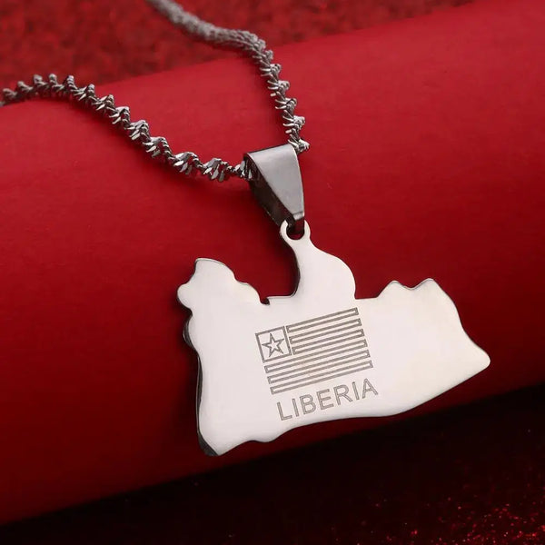 Liberia Flag Map Necklace