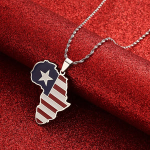 Liberia Flag Map Necklace