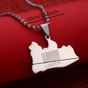 Liberia Flag Map Necklace