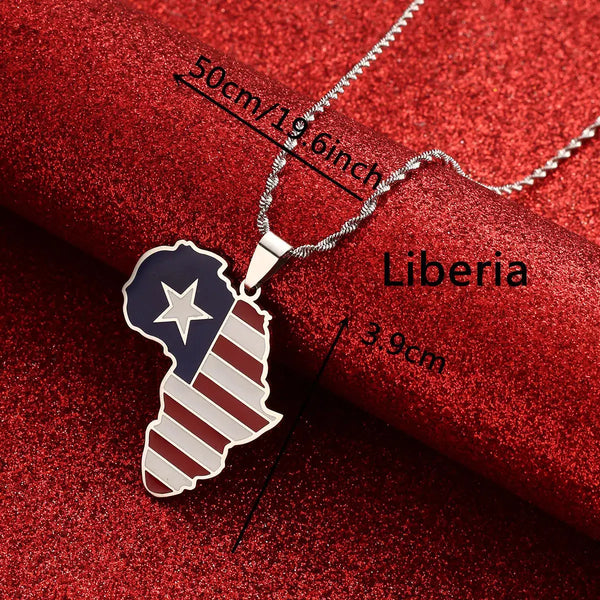 Liberia Flag Map Necklace