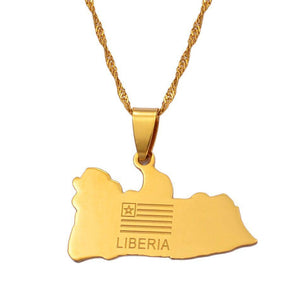 Liberia Flag Map Necklace