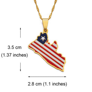 Liberia Flag Map Necklace